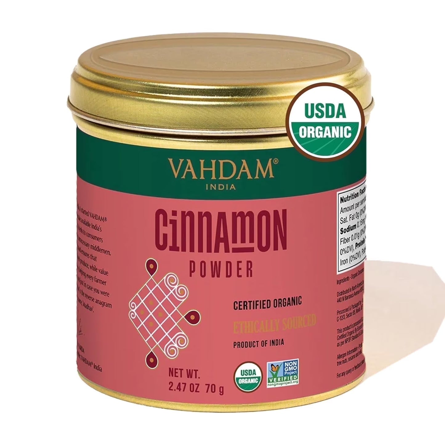 (2 pack) VAHDAM Organic Cinnamon Powder Spice, 2.47 oz (70 g) | USDA Organic Ground Cinnamon, Non-GMO, Gluten-Free Cooking & Baking Spice