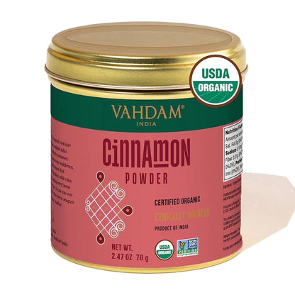 (2 pack) VAHDAM Organic Cinnamon Powder Spice, 2.47 oz (70 g) | USDA Organic Ground Cinnamon, Non-GMO, Gluten-Free Cooking & Baking Spice