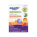 (3 pack) Equate Children's Pain Reliever/Fever Reducer Ibuprofen Chewable Tablets, Grape Flavor, 100 mg, 24 Count