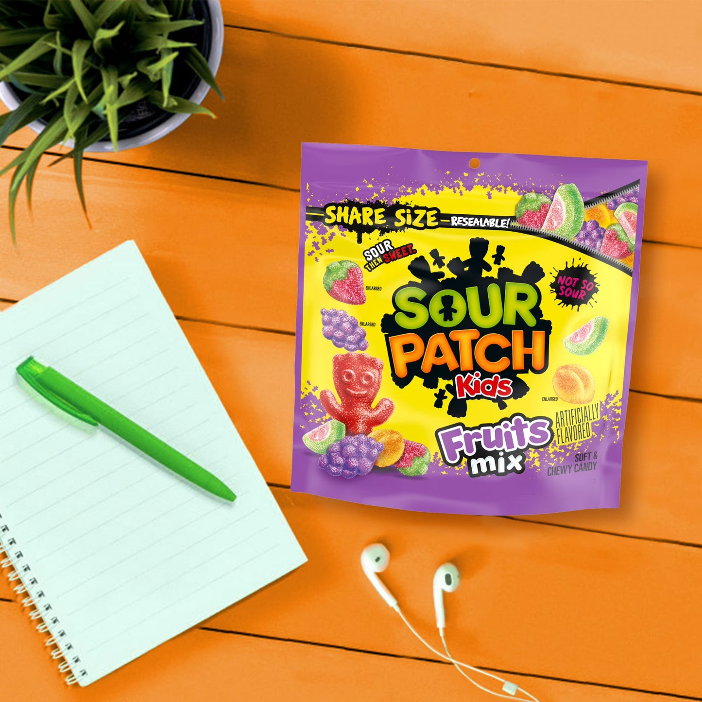 SOUR PATCH KIDS Fruits Mix Soft & Chewy Candy, Share Size, 11.03 oz