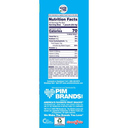 Welch's Fruit Snacks Gluten-Free Mixed Fruit Kids Snacks, Soft Snacks, 0.8 oz, 40 Count