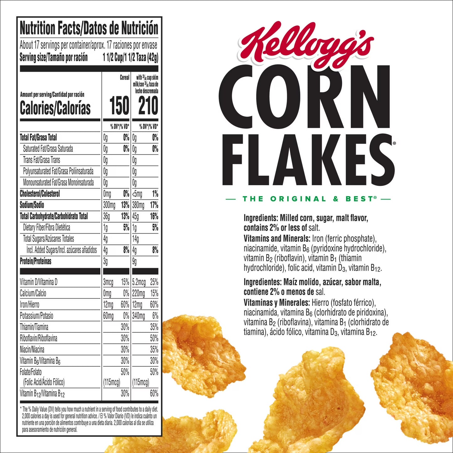 Kellogg's Corn Flakes Original Breakfast Cereal Mega Size Box, 25.2 oz