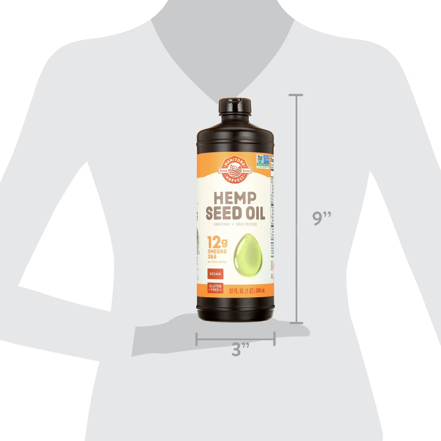 Manitoba Harvest Hemp Seed Oil, 32 fl oz, Cold Pressed, 12g of Omegas 3 & 6 per serving