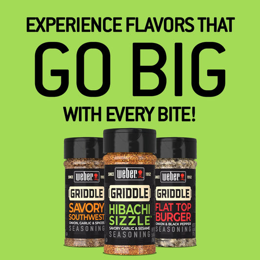 Weber Griddle Hibachi Sizzle, Savory Garlic and Sesame Seasoning Blend, 5.6 oz Bottle