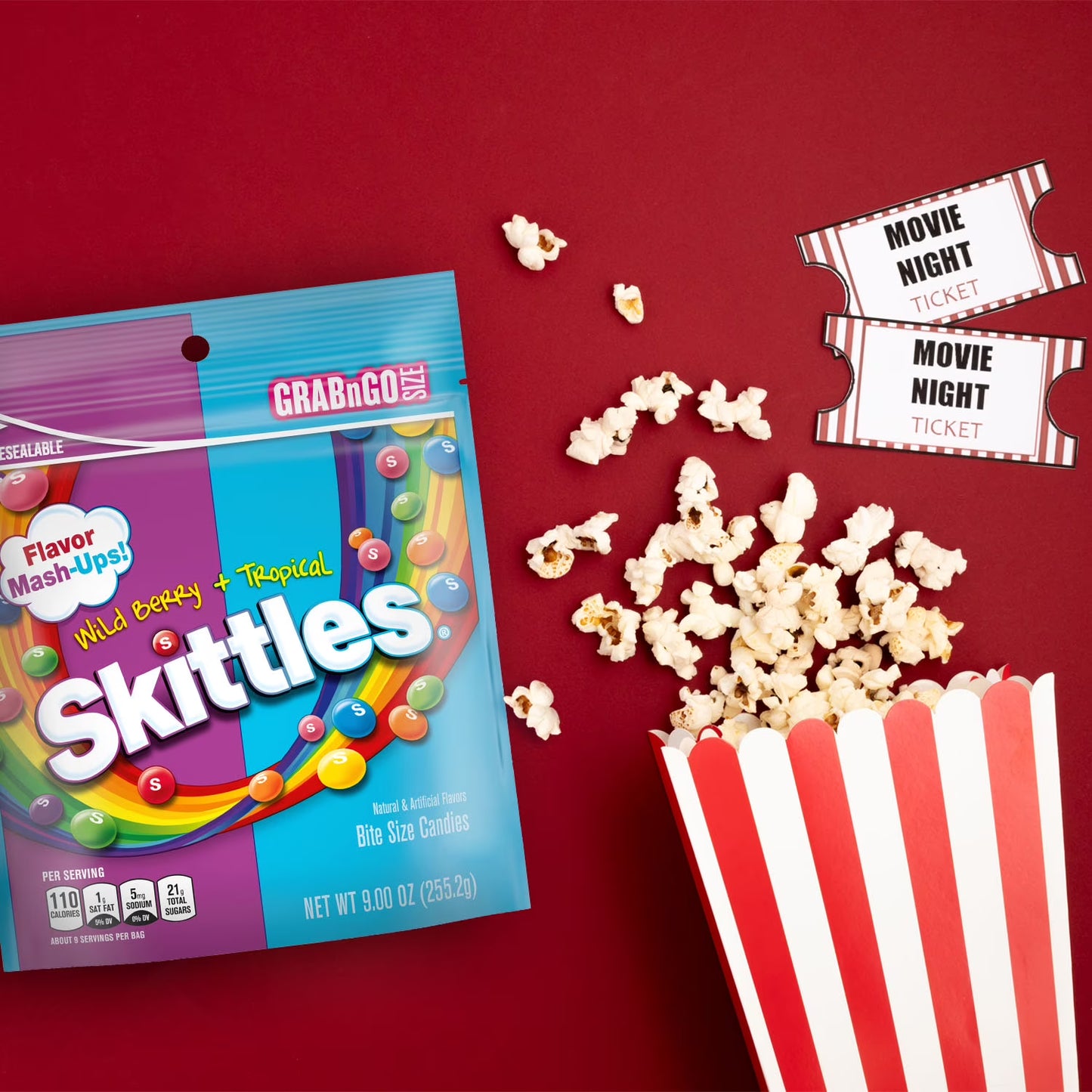 Skittles Flavor Mash-Ups Wild Berry & Tropical Chewy Candy, Grab N Go - 9oz Resealable Bag