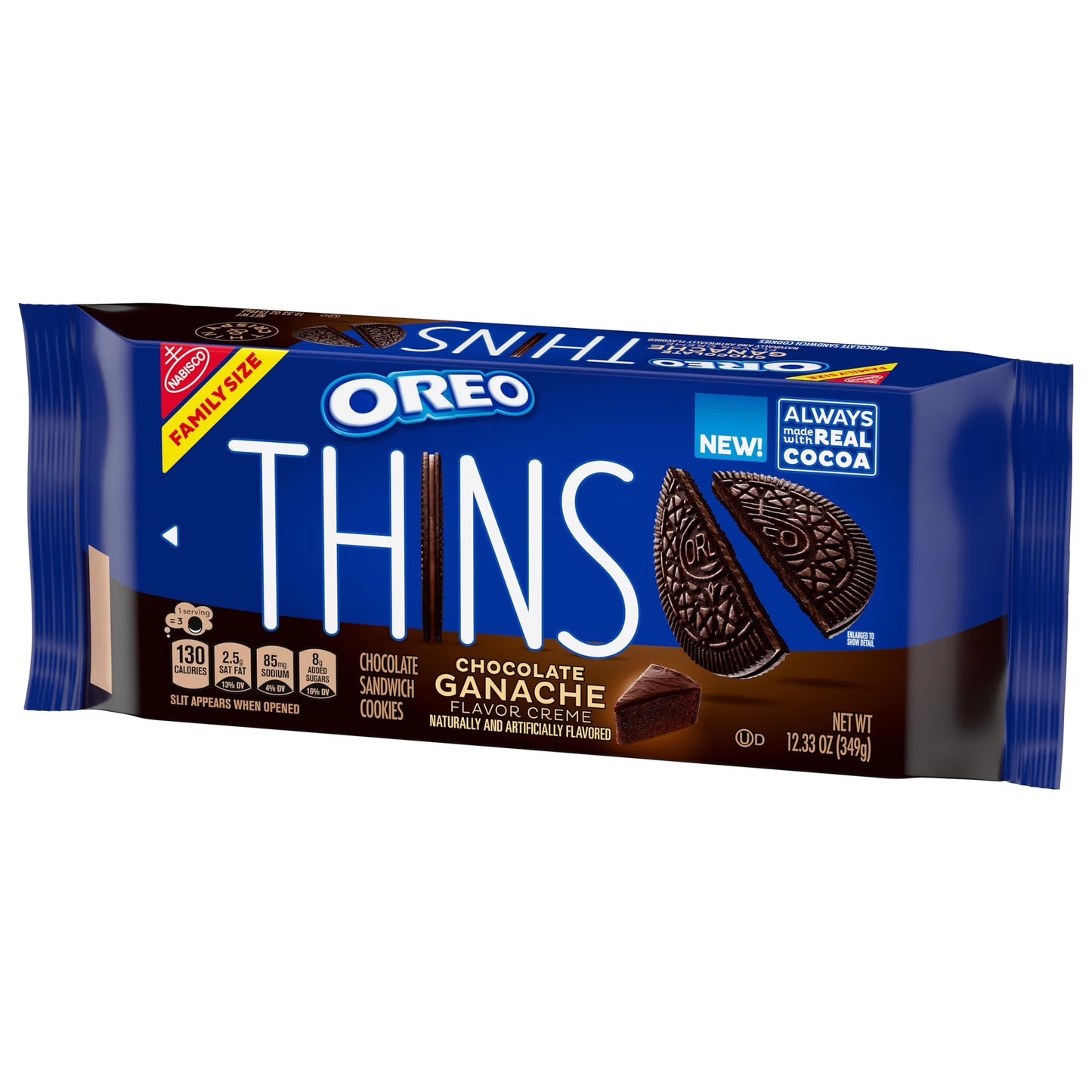 OREO Thins Chocolate Ganache Creme Chocolate Sandwich Cookies, Family Size, 12.33 oz