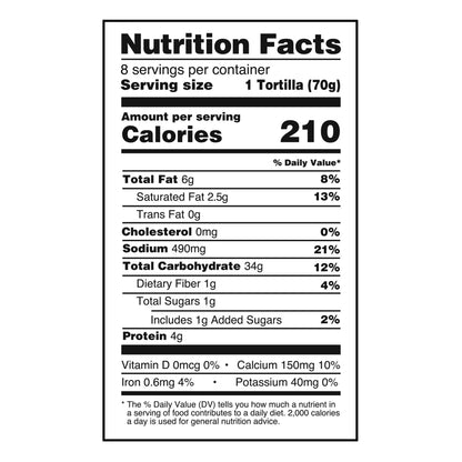 Great Value Burrito Flour Tortillas, 20 oz, 8 Count