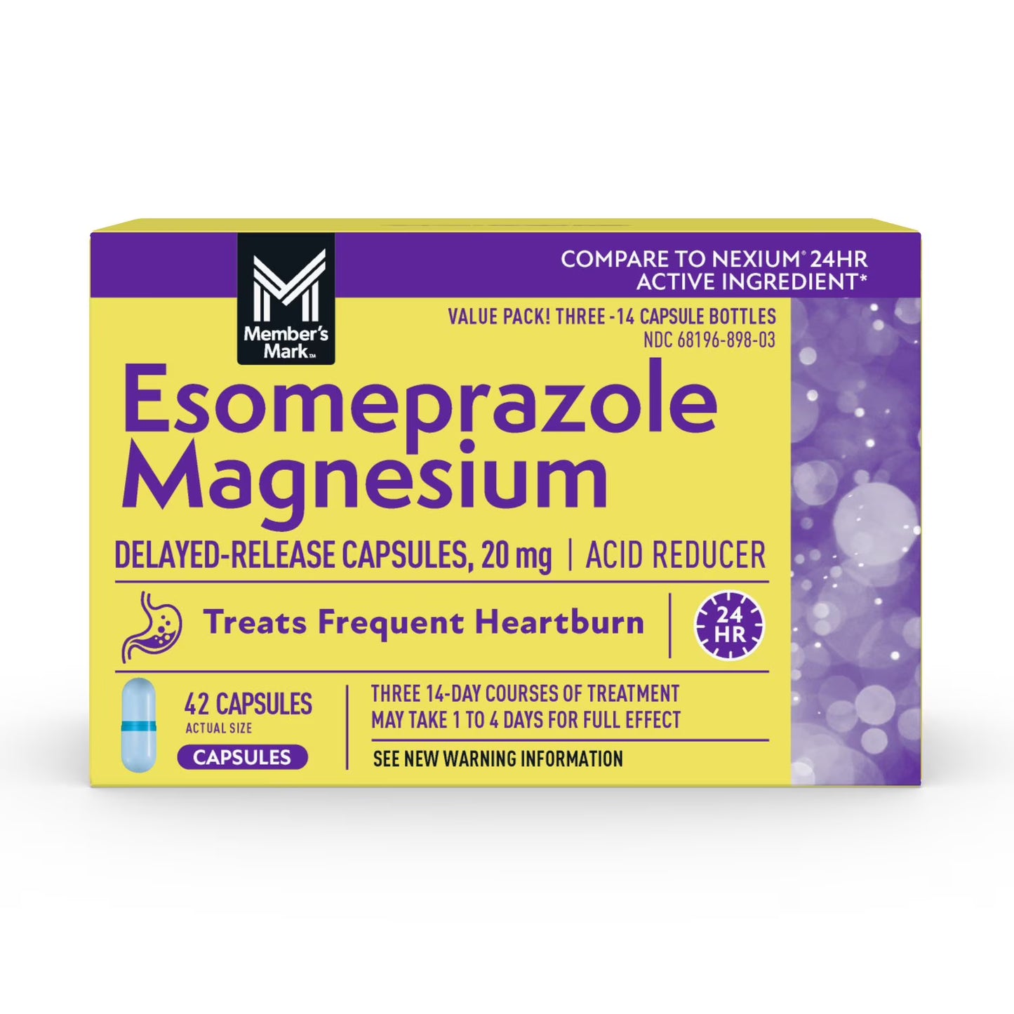 Member's Mark Esomeprazole Magnesium Capsules, 20 mg, 42 ct.