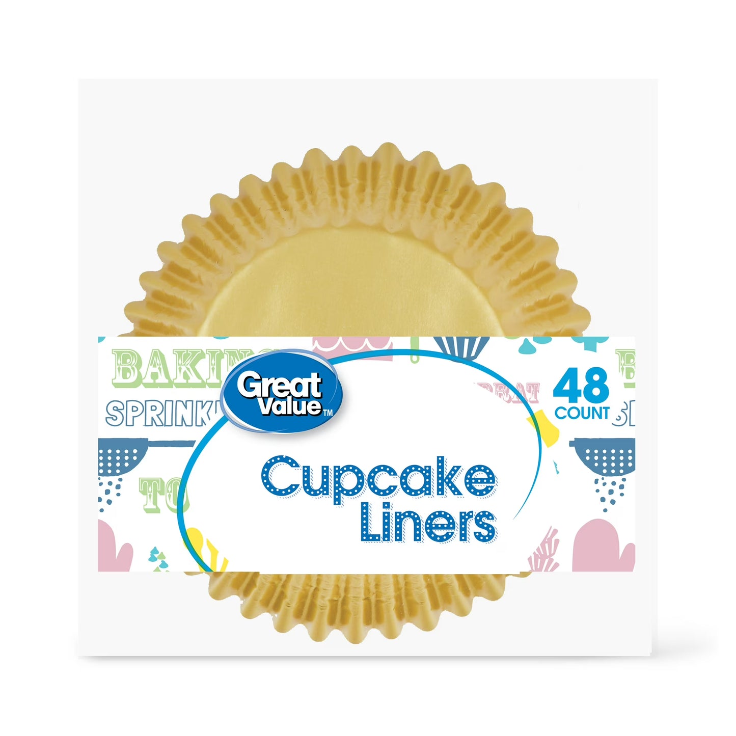 (4 pack) Great Value Cupcake Liners, Gold, 48 Count