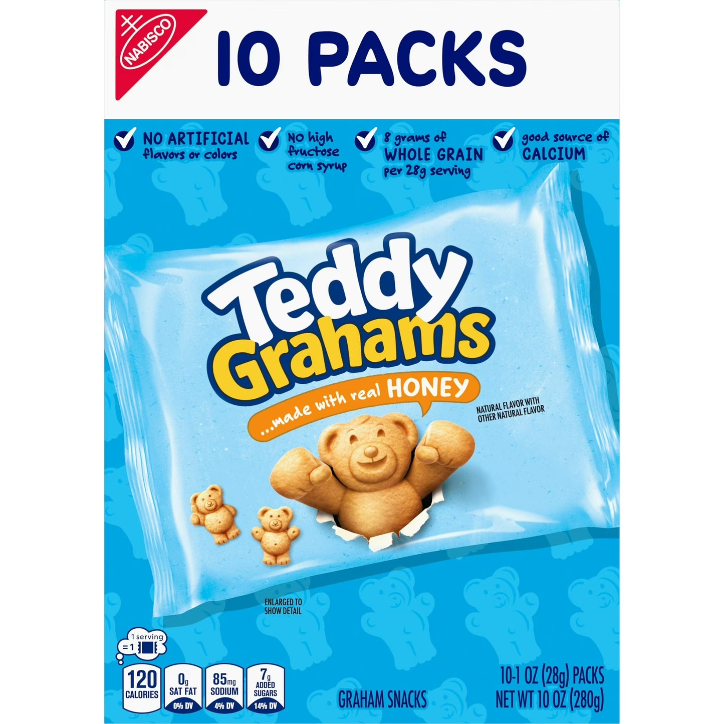 TEDDY GRAHAMS Honey Graham Snacks, 10 Kids Snack Packs