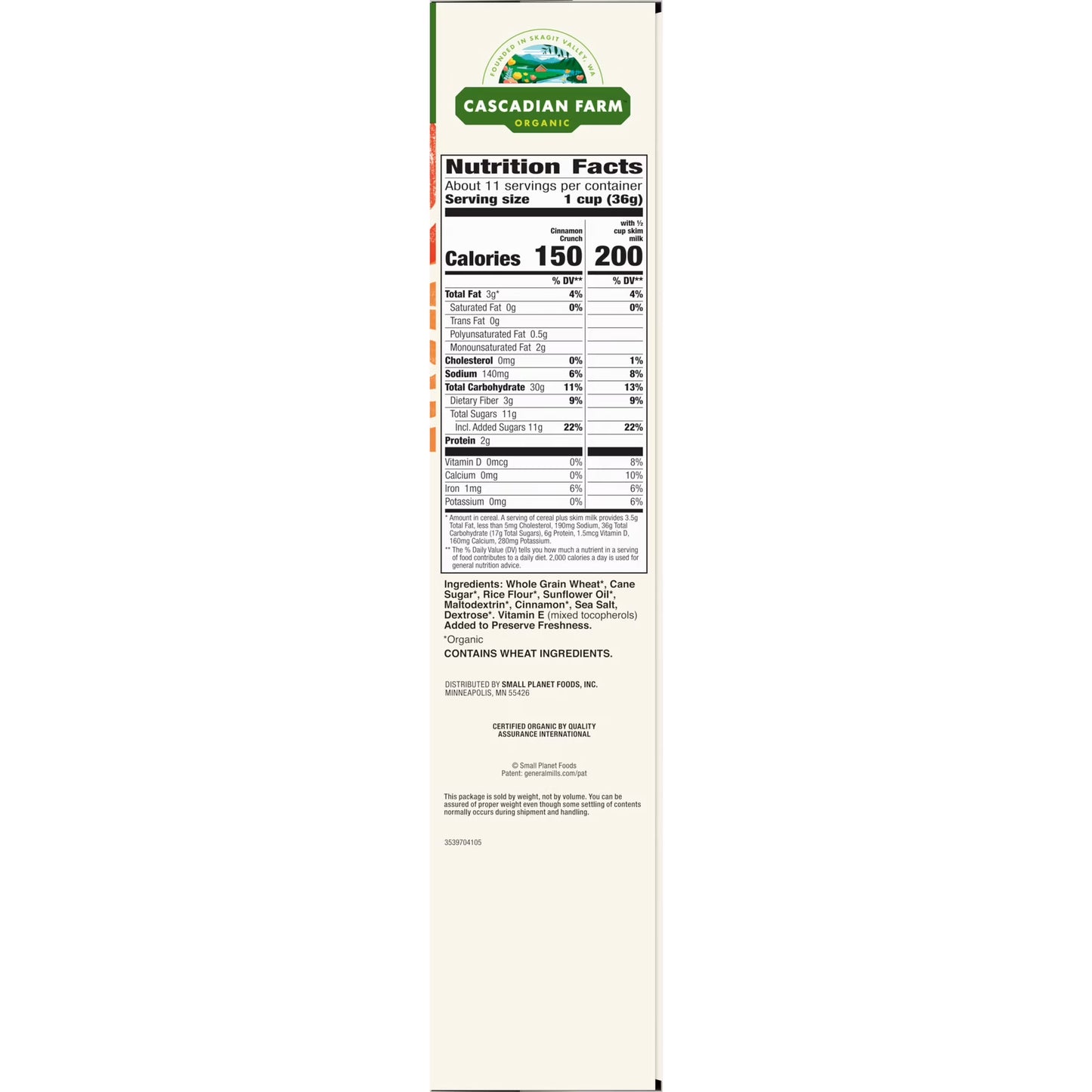 Cascadian Farm Organic Cinnamon Crunch Cereal, Family Size, 14.5 oz