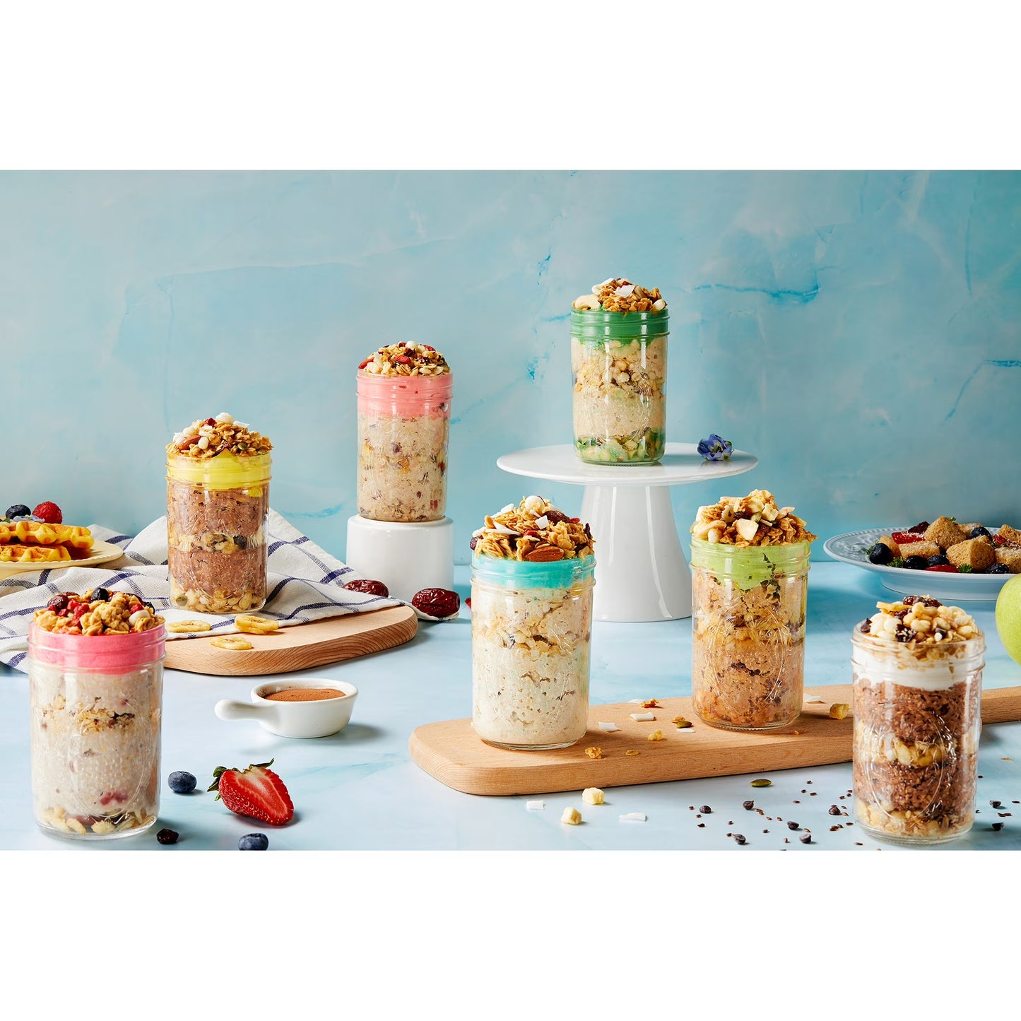 SUNGIVEN High Protein Overnight Oats Variety Pack, with Container, Low Sugar Health Instant Breakfast, 14-Packs, 37oz