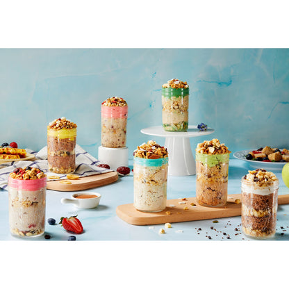 SUNGIVEN High Protein Overnight Oats Variety Pack, with Container, Low Sugar Health Instant Breakfast, 14-Packs, 37oz