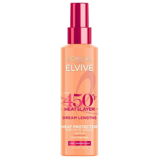 L'Oreal Paris Elvive Dream Lengths Heat Slayer Frizz Control, Pre-Iron Spray, Heat Protection, 4.4 oz