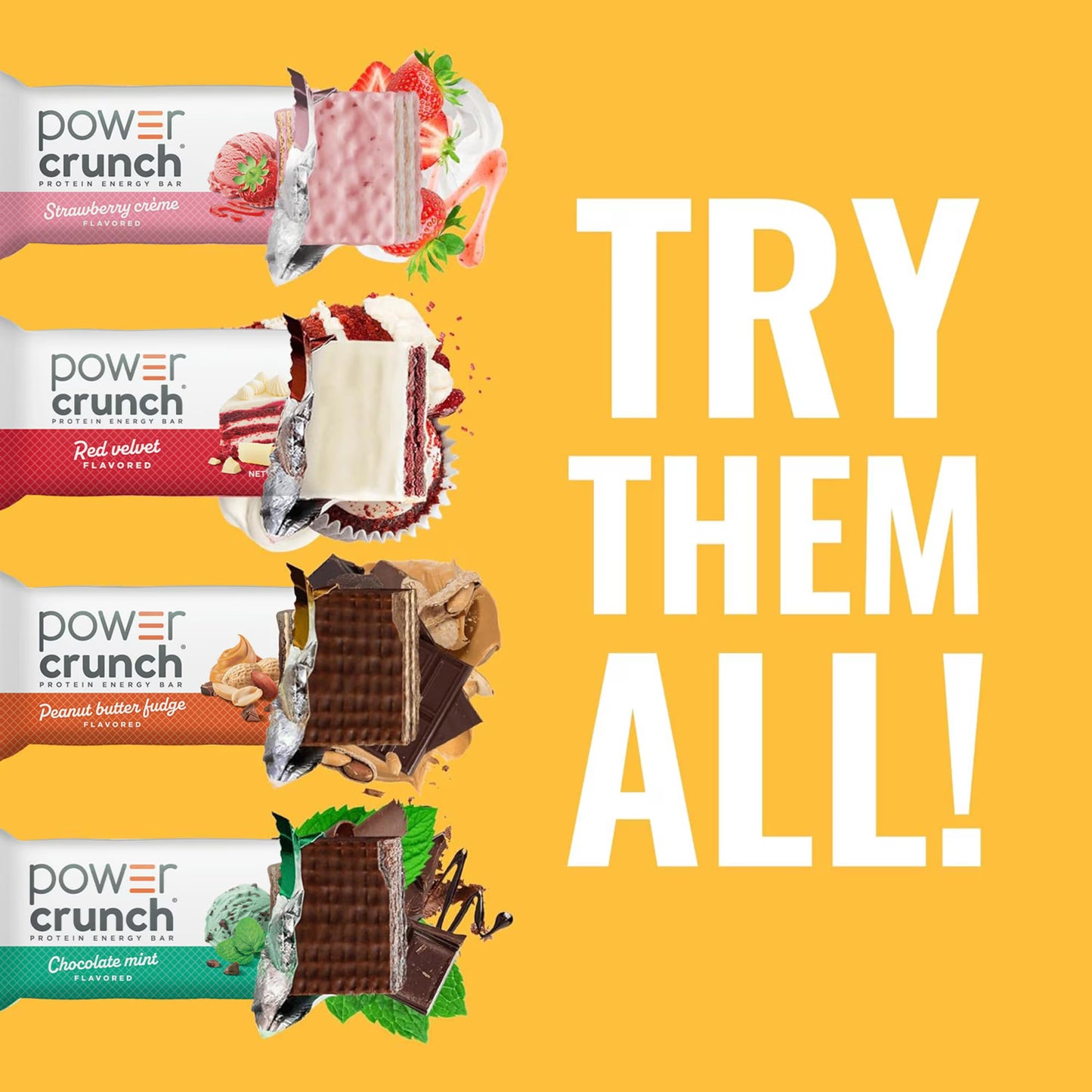 Power Crunch Protein Energy Bars, Vanilla Cream 1.4oz, 5 Count Carton