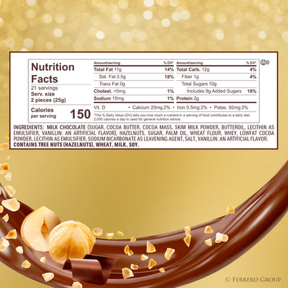 Ferrero Rocher Gourmet Hazelnut Milk Chocolate Gift Box, 24 Individually Wrapped Chocolates, 10.6 oz