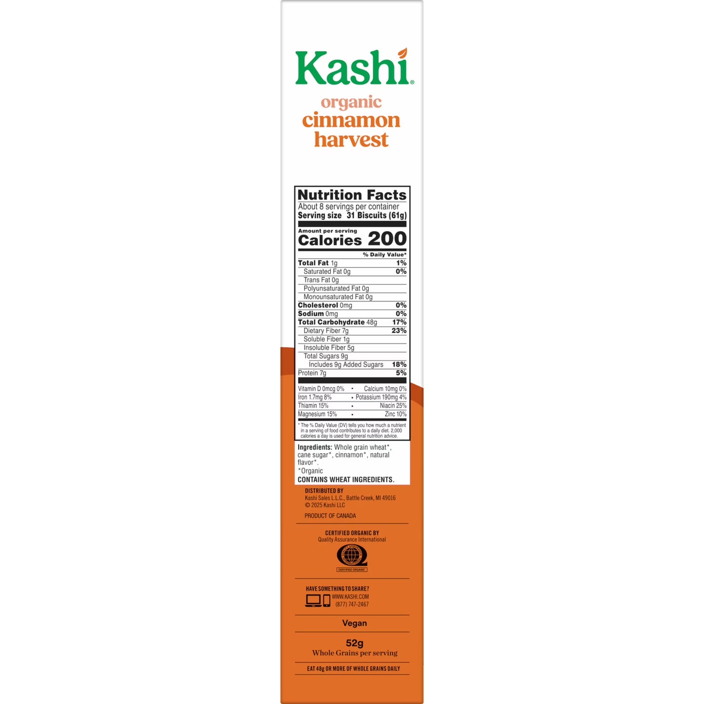 Kashi Cinnamon Harvest Breakfast Cereal Box, 18 oz