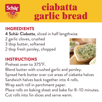(3 pack) Schar Gluten Free Sourdough Ciabatta Rolls, Artisan Style Bread, Shelf-Stable, 4 Count, 7 oz