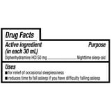 Equate Alcohol-Free Nighttime Sleep Aid Diphenhydramine 50 mg Liquid, Berry Flavor,12 fl oz , Compare to VICKS ZzzQuil Nighttime Sleep-Aid Active Ingredient