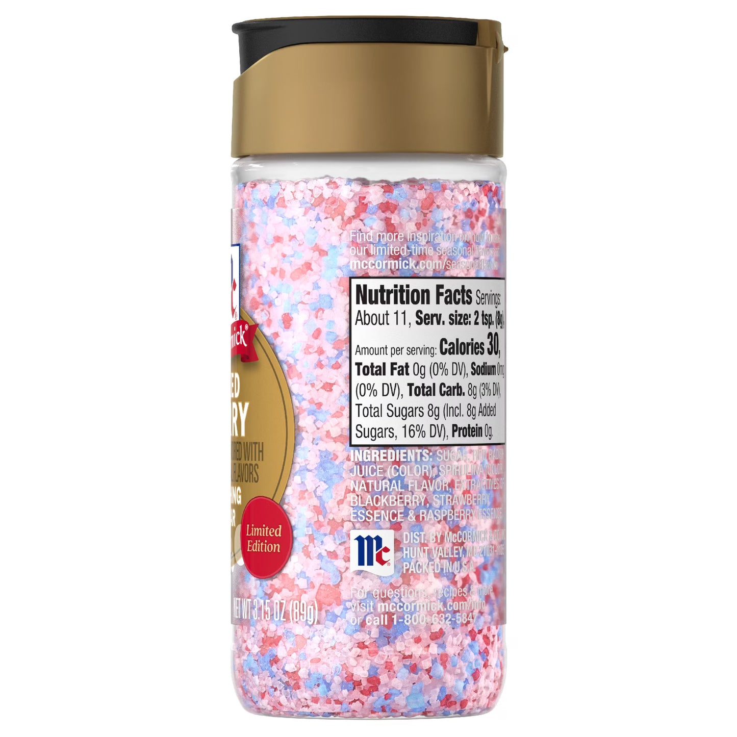 McCormick Mixed Berry Finishing Sugar, 3.15 oz Bottle