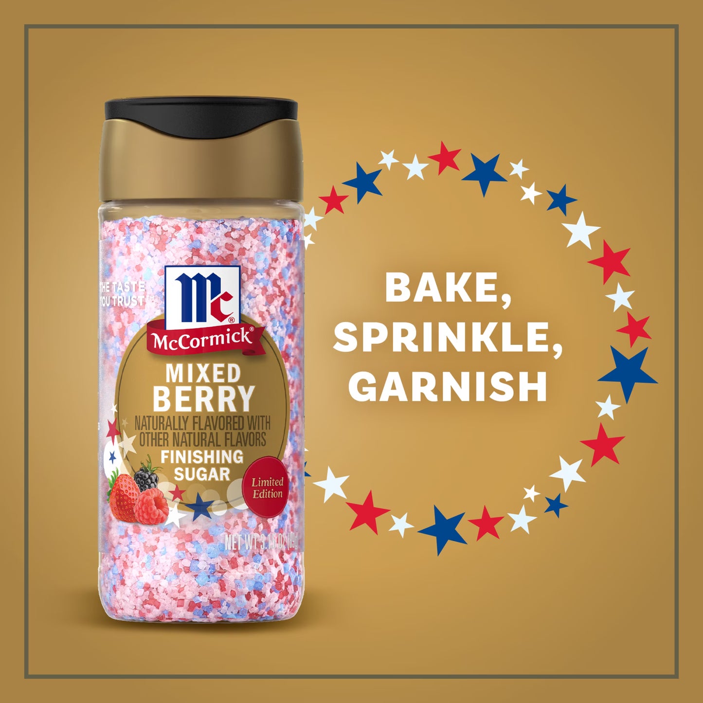 McCormick Mixed Berry Finishing Sugar, 3.15 oz Bottle