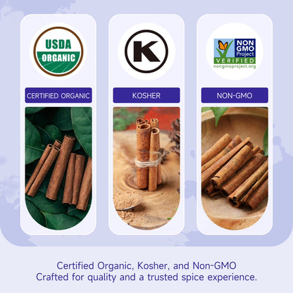 Soeos Organic Cinnamon Powder, 15 oz, Ground Cinnamon, Non-GMO, Kosher
