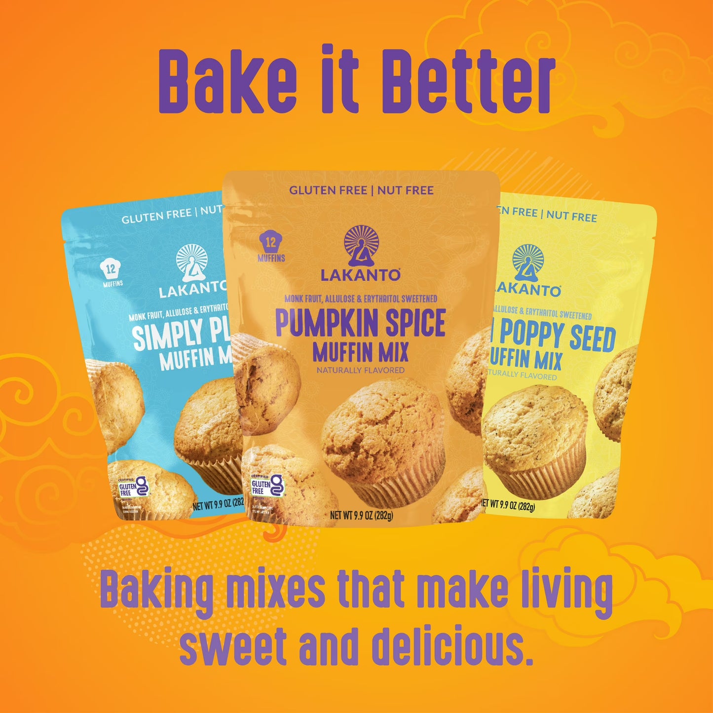 Lakanto Pumpkin Spice Muffin Mix - Sweetened with Monk Fruit and Allulose, Erythritol -8 Oz