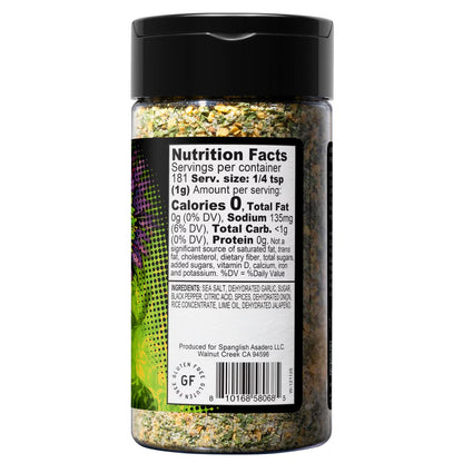 Spanglish Asadero Garlic & Lime Seasoning Blend with Chopped Garlic, Sea Salt, and Real Lime, 6.4 oz