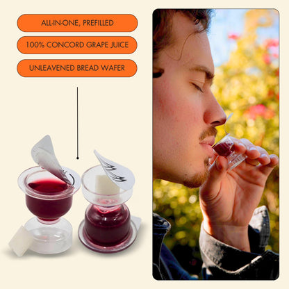 The Miracle Meal Chalice Pre-filled Communion Cups: 100% Concord Grape Juice & Wafer - Box of 100
