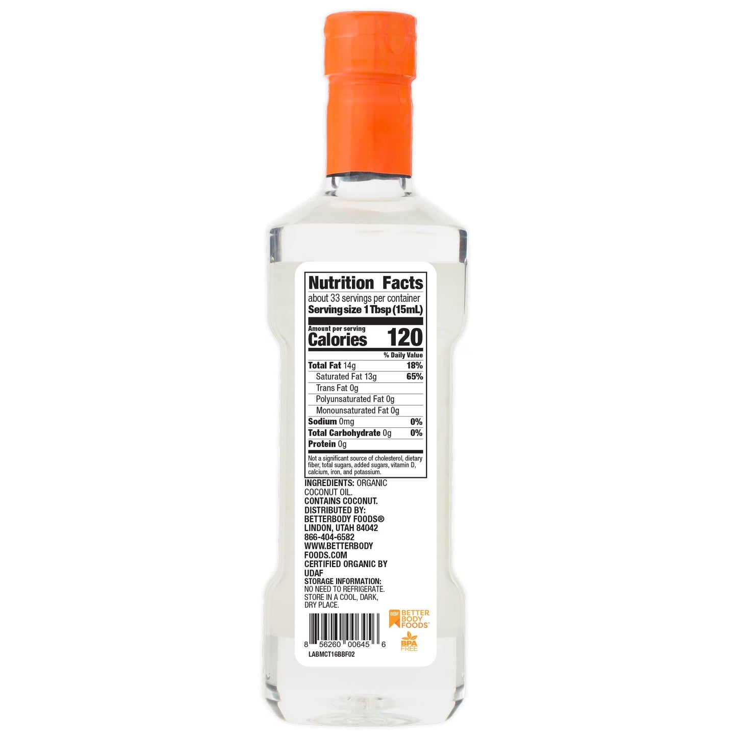 BetterBody Foods MCT Oil Concentrated MCTs from Organic Coconut Oil, 500ml