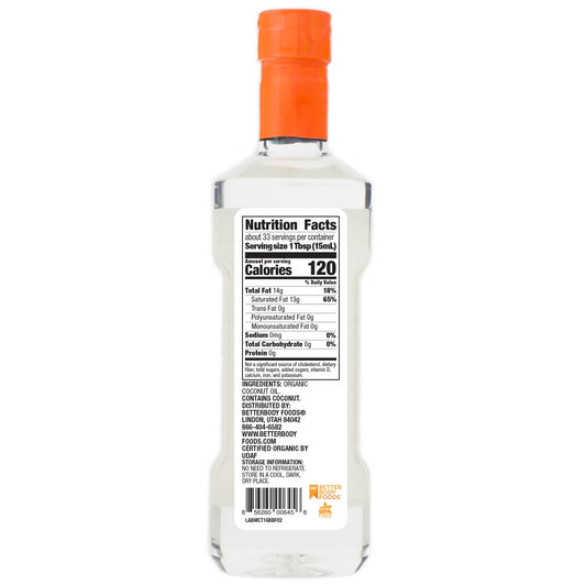 BetterBody Foods MCT Oil Concentrated MCTs from Organic Coconut Oil, 500ml