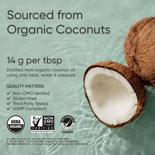Sports Research 100% Keto MCT Oil from Organic Coconuts - Triple Ingredient C8, C10, C12 MCTs (32oz)