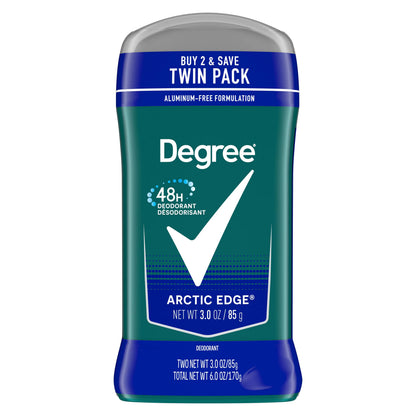 (2 pack) Degree Long Lasting Men's Deodorant Stick Twin Pack, Arctic Edge, 3 oz