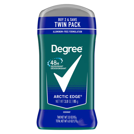 (2 pack) Degree Long Lasting Men's Deodorant Stick Twin Pack, Arctic Edge, 3 oz