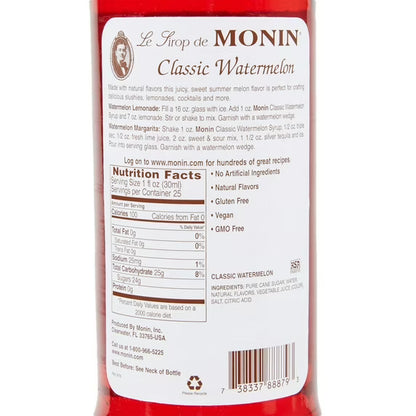 Monin Watermelon Classic Syrup 750ML Glass Bottle M-AR255A