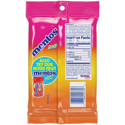 Mentos Assorted Fruit Chewy Mint Candy Roll, 1.32 oz, pack of 6