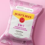 Burt's Bees Micellar & Rose Water 3-in-1 Makeup Removing and Cleansing Wipes, 60 Count (2-Pack)