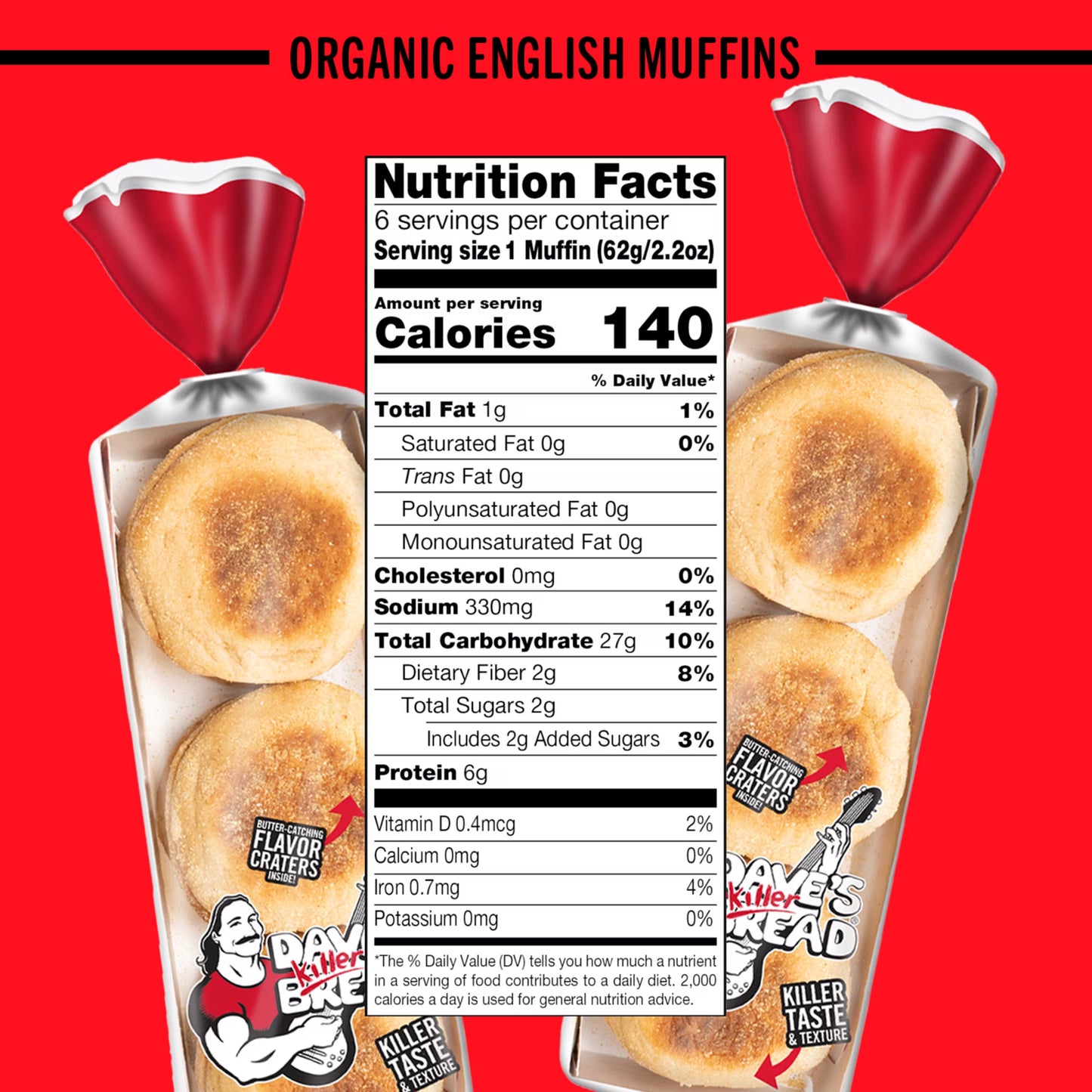 Dave's Killer Bread Killer Classic English Muffins, Organic English Muffins, 6 Count