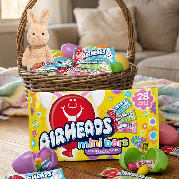 Airheads Candy, Variety Bag, Individually Wrapped Assorted Easter Mini Bars, Party, Non-Melting, 12oz (1 Bag)