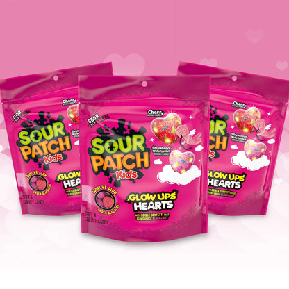 SOUR PATCH KIDS Glow Ups Hearts Soft & Chewy Valentine's Day Candy, 8.4 oz