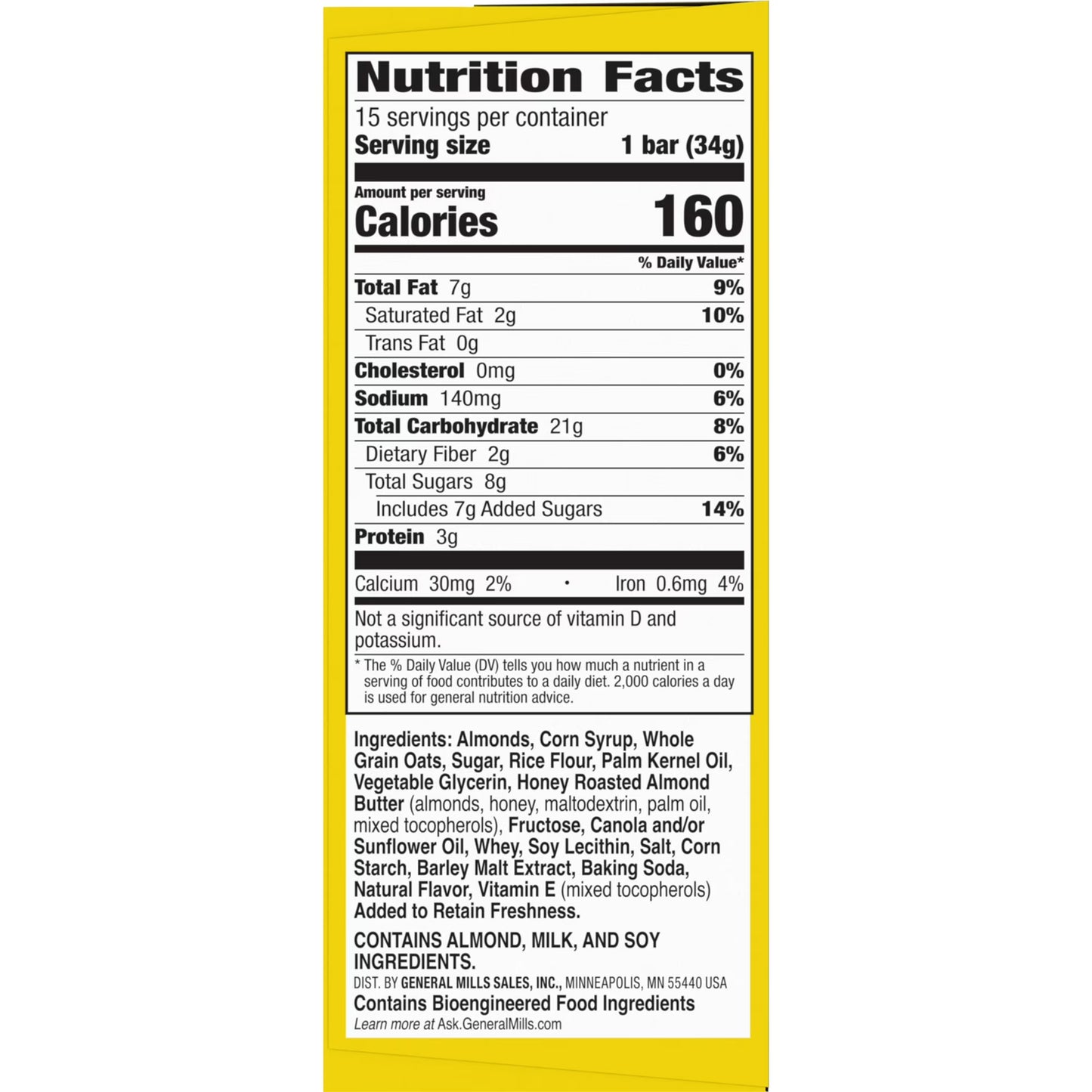 Nature Valley Sweet and Salty Nut Granola Bars, Almond, 15 Bars, 18 oz