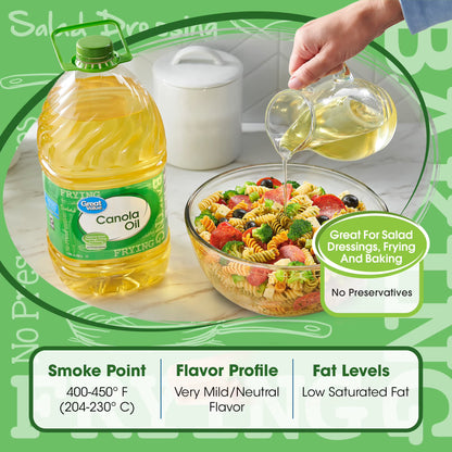 (3 pack) Great Value Canola Oil, Heart Healthy, High Smoke Point, 1 Gallon Bottle