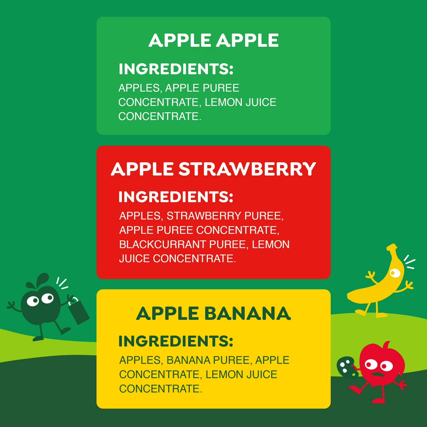 GoGo squeeZ No Sugar Added Banana Strawberry Applesauce Variety Pouches, 3.2 oz (16 Pack)
