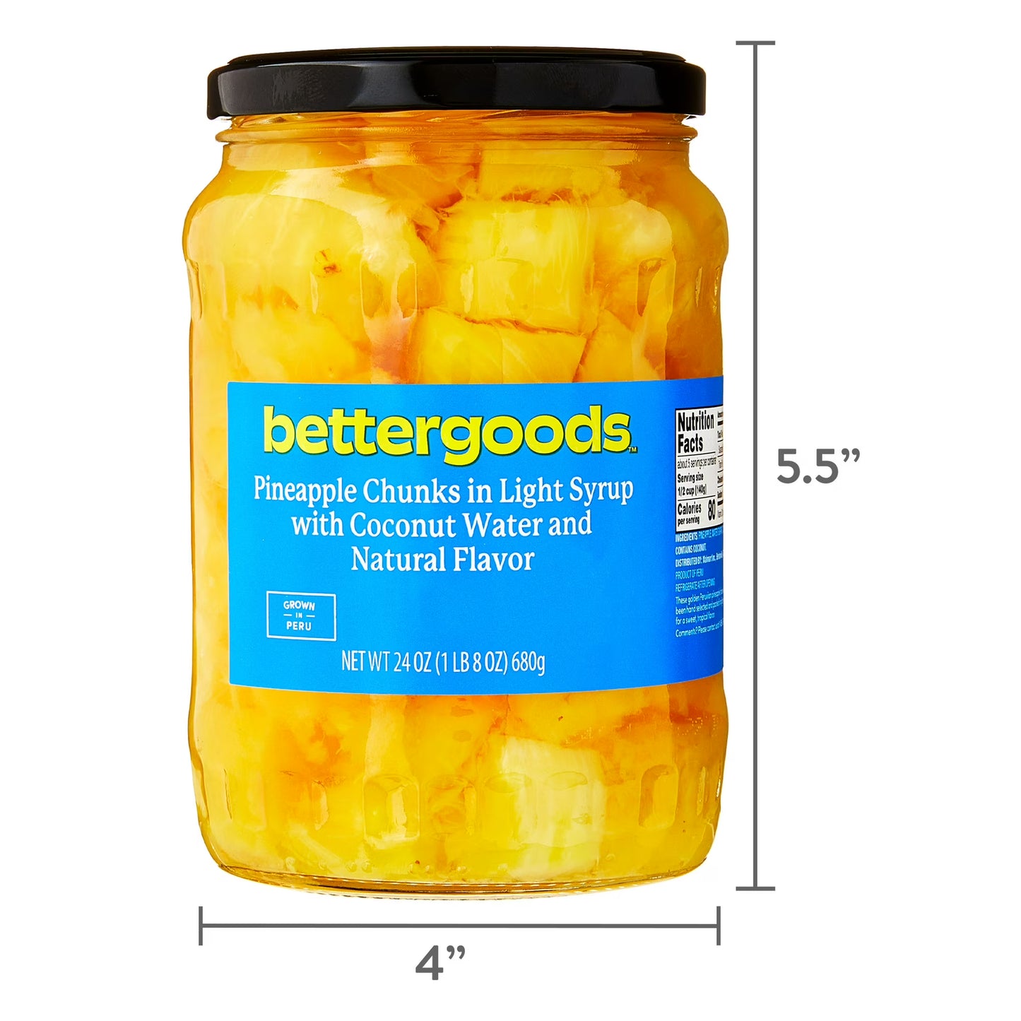 bettergoods Pineapple Chunks in Light Syrup with Coconut Water and Natural Flavor, 24 oz