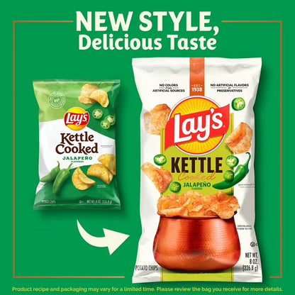 Lay’s Jalapeno Kettle Cooked Potato Chips Party Size Bag, 12.5 oz