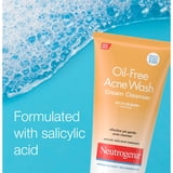 Neutrogena Oil-Free Acne Cream Cleanser, Salicylic Acid Face Wash & Acne Treatment, 6.7 fl oz