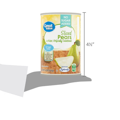 Great Value No Sugar Added Canned Sliced Pears, 14.5 oz