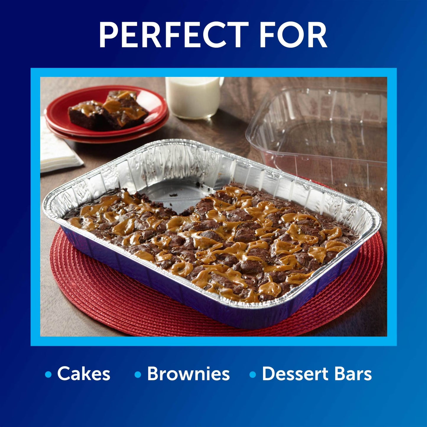 Reynolds Kitchens Non-Stick Disposable Aluminum Baking Pans with Lids, Blue, 13 x 9 in., 2 Count pack of 4
