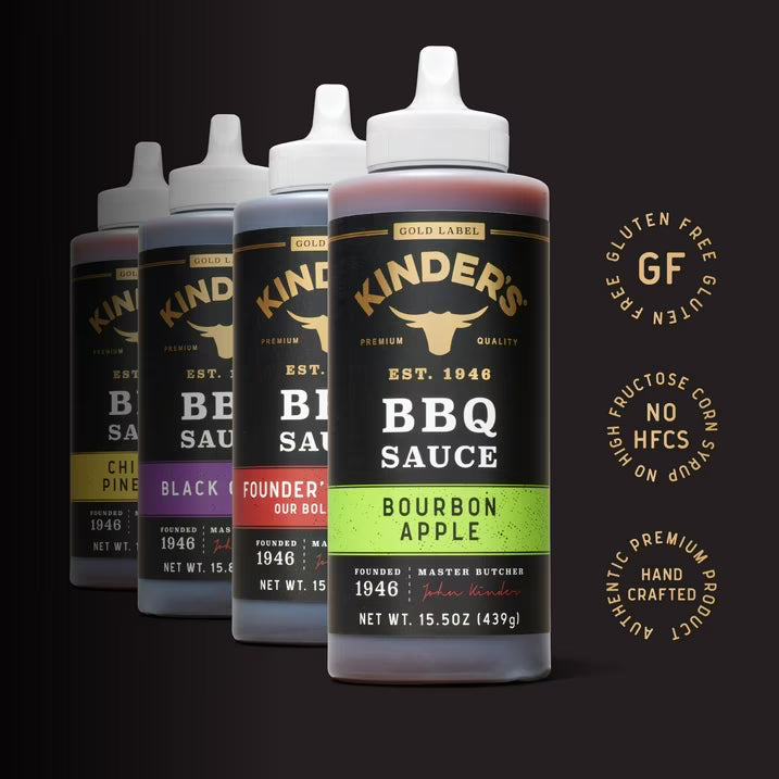 Kinder's Gold Label Bourbon Apple BBQ Sauce, 15.5 oz Squeeze Bottle