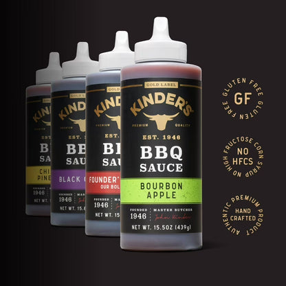 Kinder's Gold Label Bourbon Apple BBQ Sauce, 15.5 oz Squeeze Bottle
